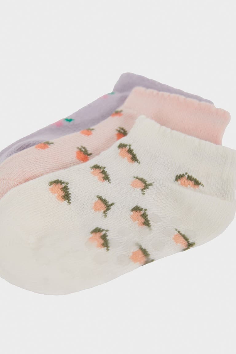 Baby Girl Non-Slip Sole 3-Pack Cotton Booties Socks
