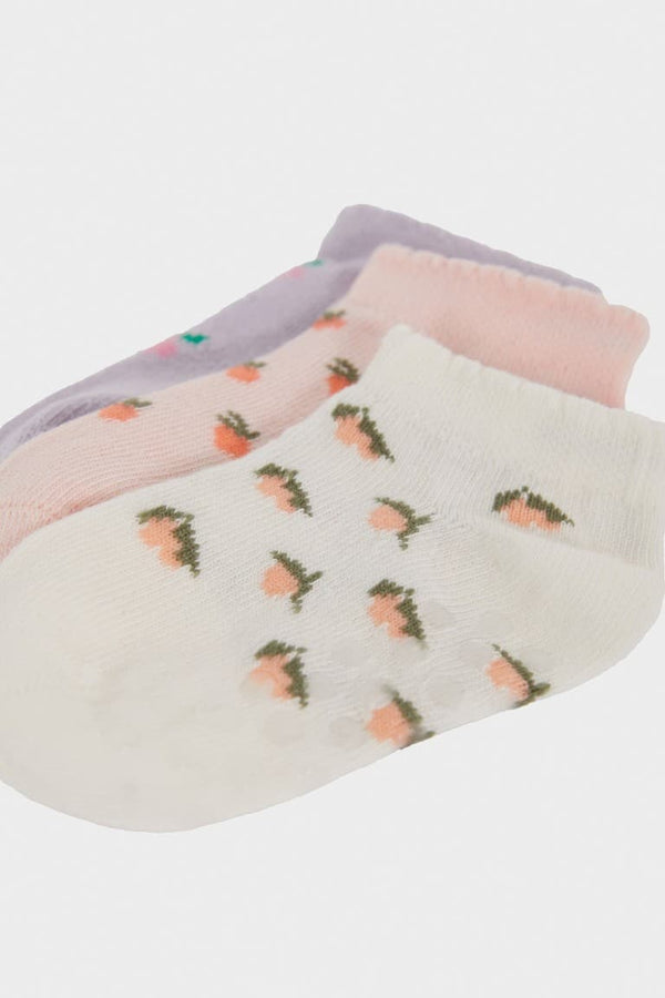 Baby Girl Non-Slip Sole 3-Pack Cotton Booties Socks