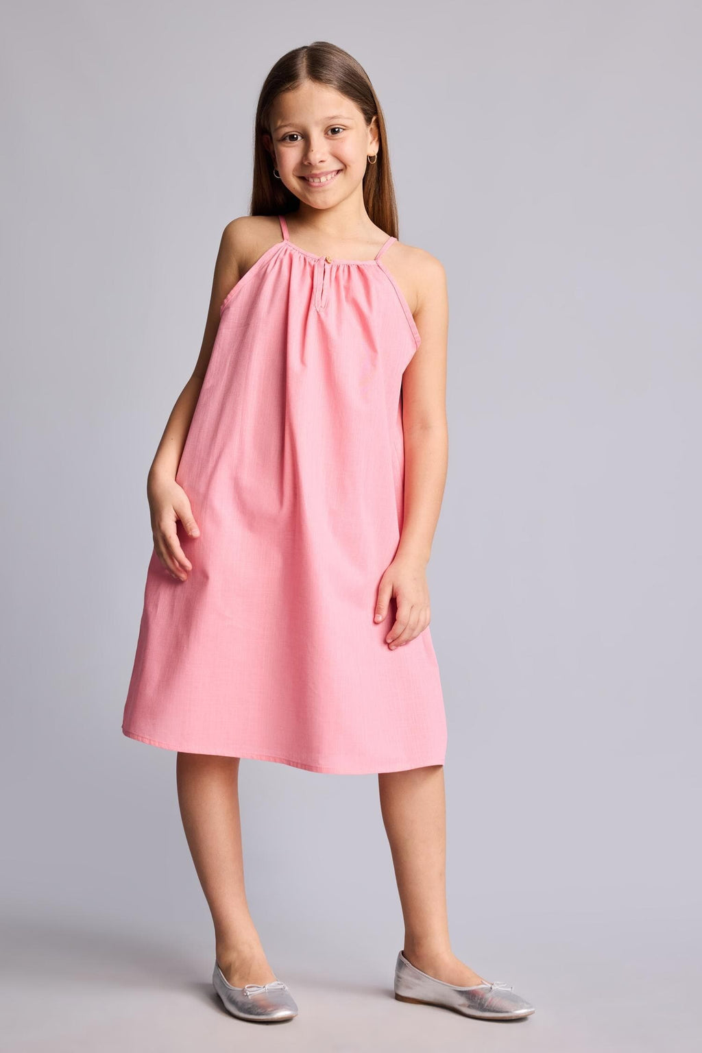 Girl A Cut Cotton Sleeveless Dress