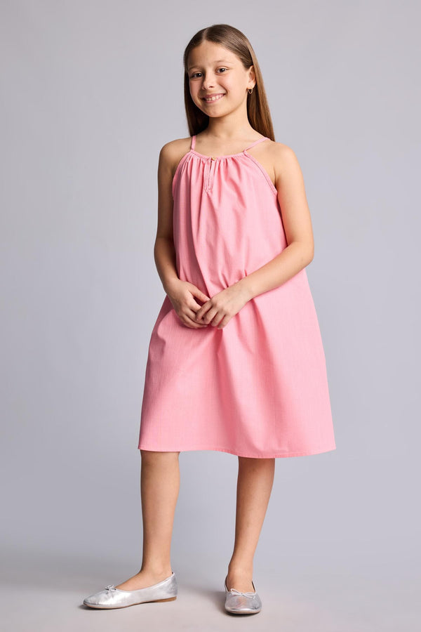 Girl A Cut Cotton Sleeveless Dress
