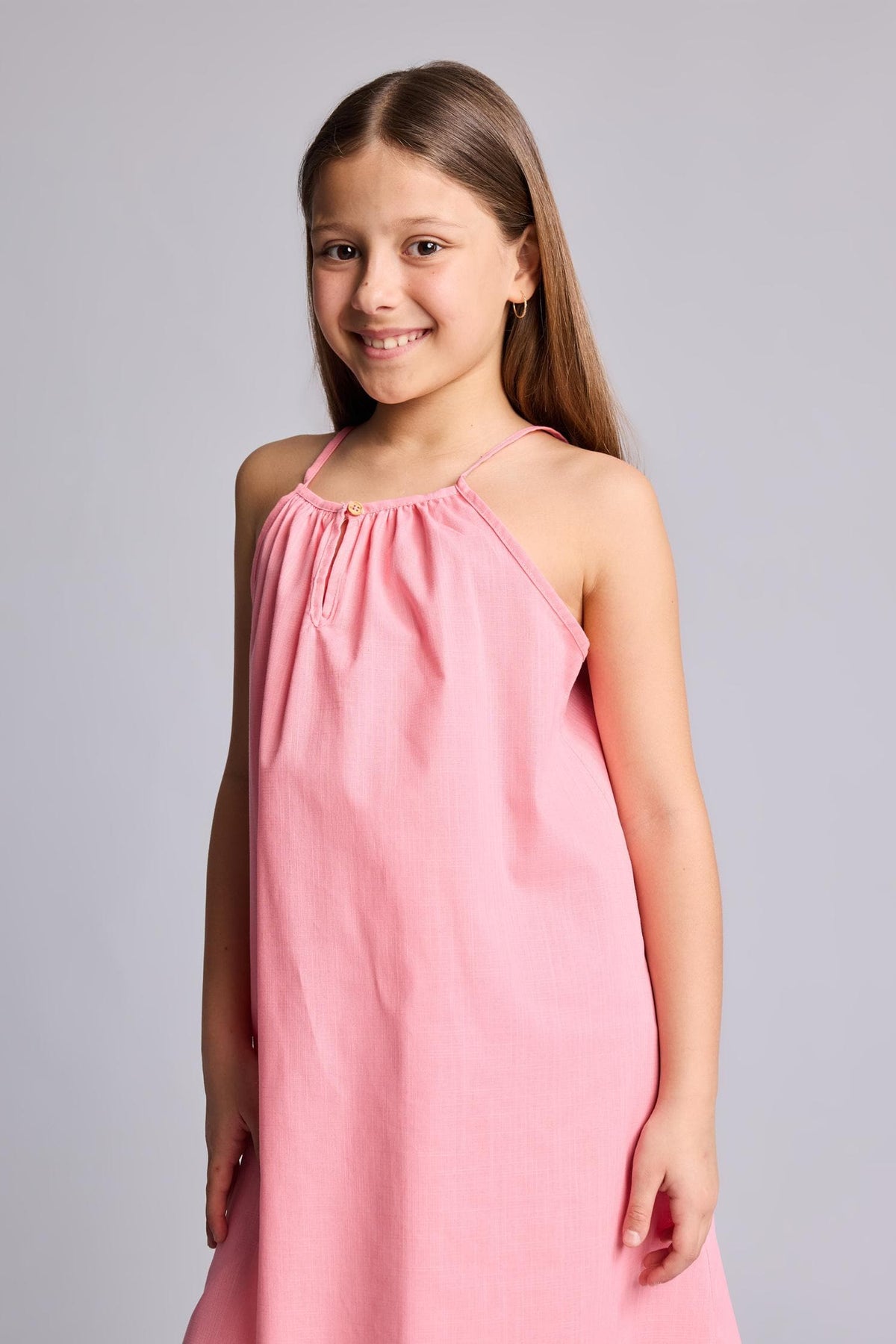 Girl A Cut Cotton Sleeveless Dress