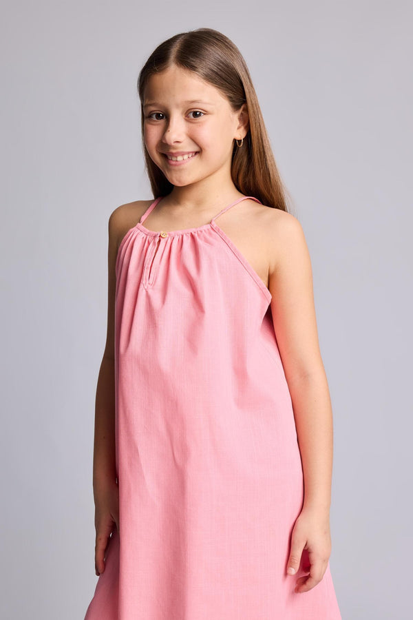 Girl A Cut Cotton Sleeveless Dress