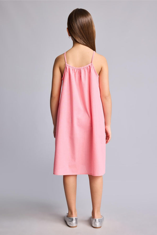 Girl A Cut Cotton Sleeveless Dress