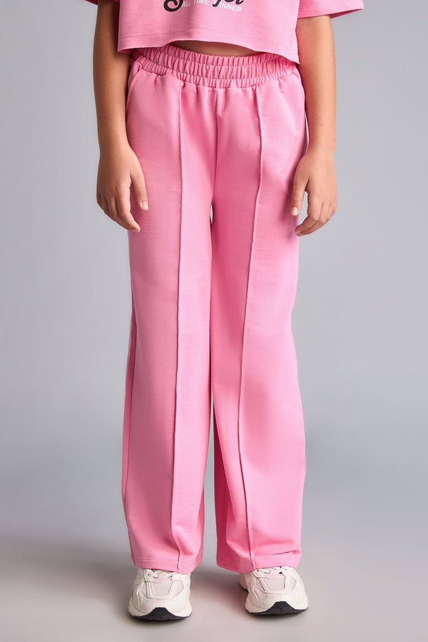 2-Pack Crop Top Wide Leg Bottom Pink Set Girl