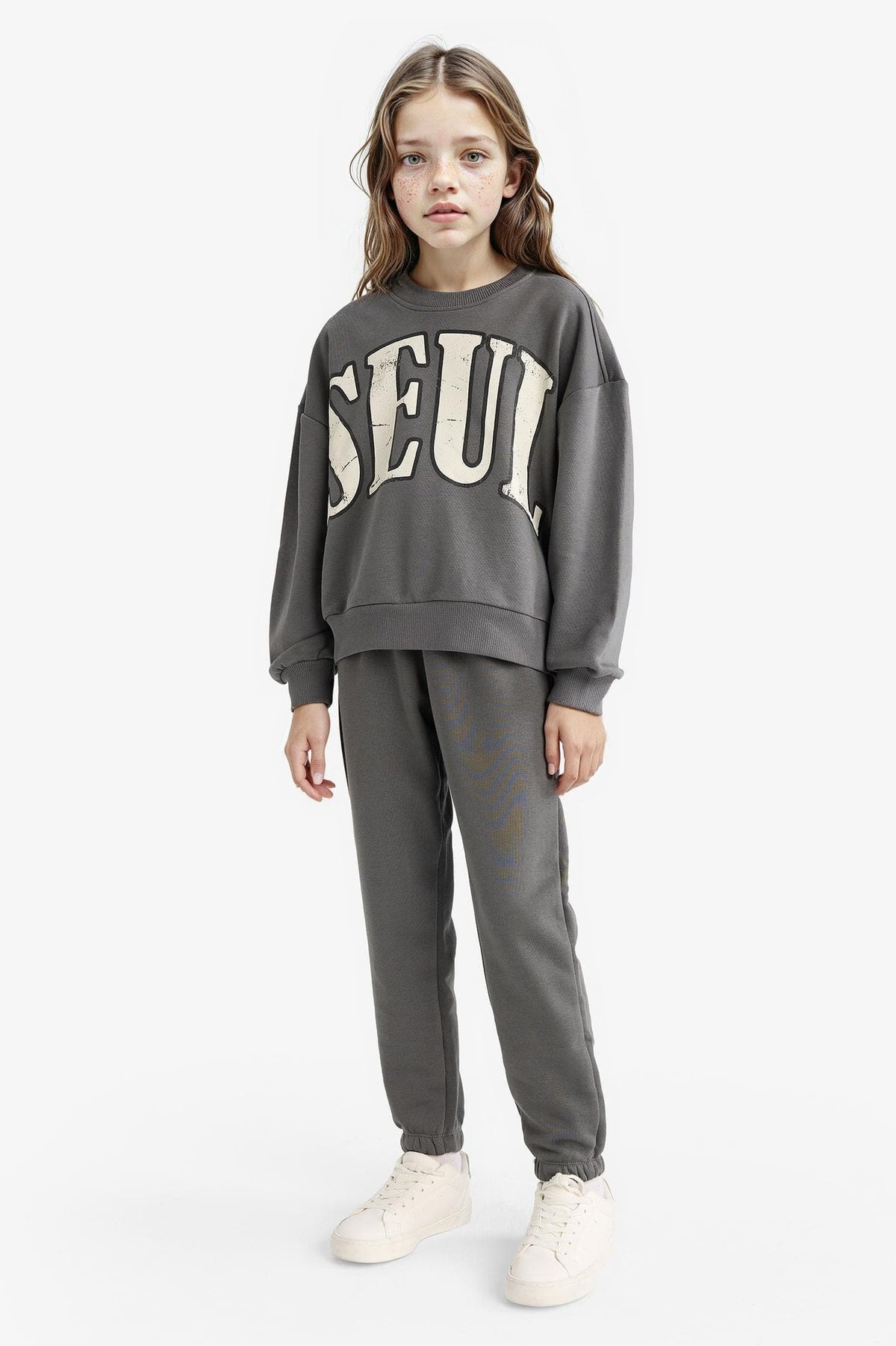 Girls 2-Piece Set Printed Sweatshirt Tracksuit Bottoms Main image
