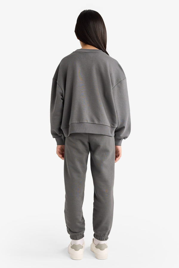 Girls 2-Piece Set Printed Sweatshirt Tracksuit Bottoms