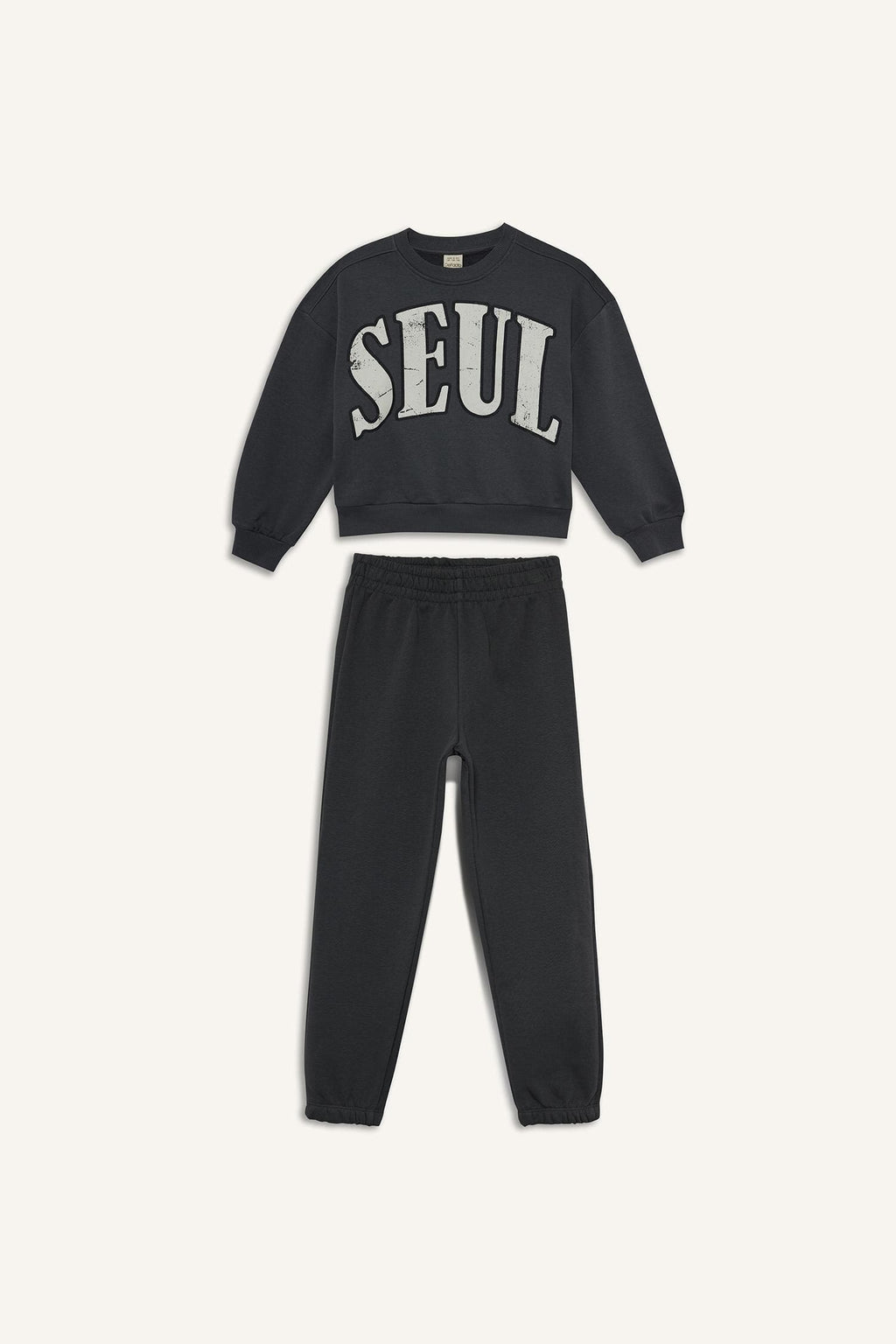Girls 2-Piece Set Printed Sweatshirt Tracksuit Bottoms