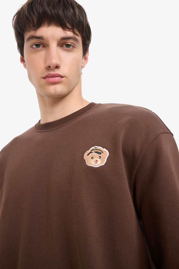 Boxy Fit Crew Neck Embroidered Sweatshirt