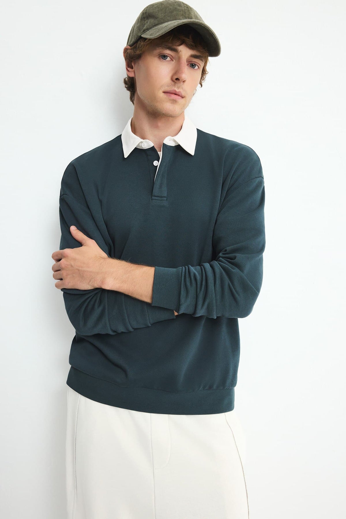 Boxy Fit Polo Collar Sweatshirt Main image