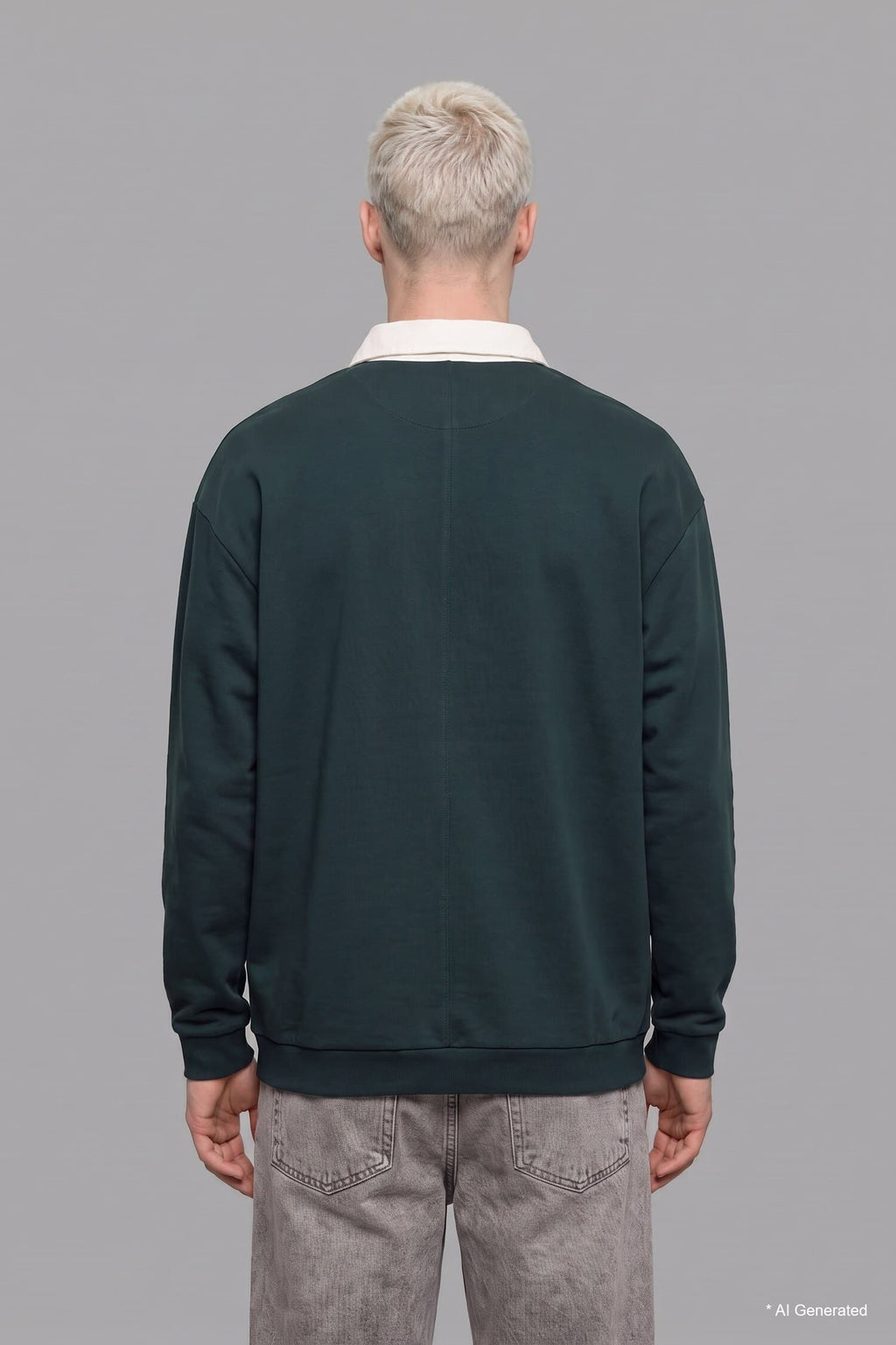 Boxy Fit Polo Collar Sweatshirt