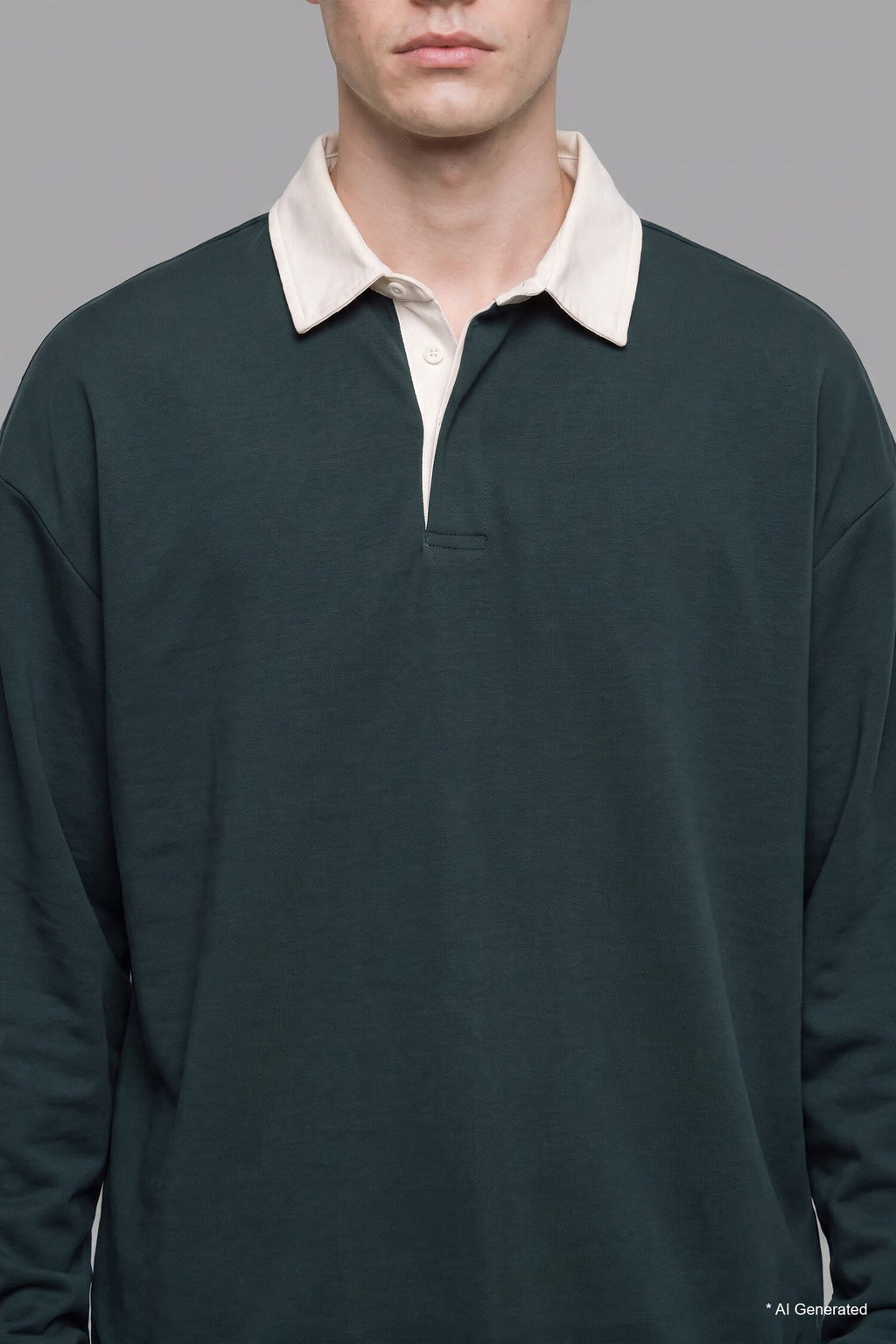 Boxy Fit Polo Collar Sweatshirt