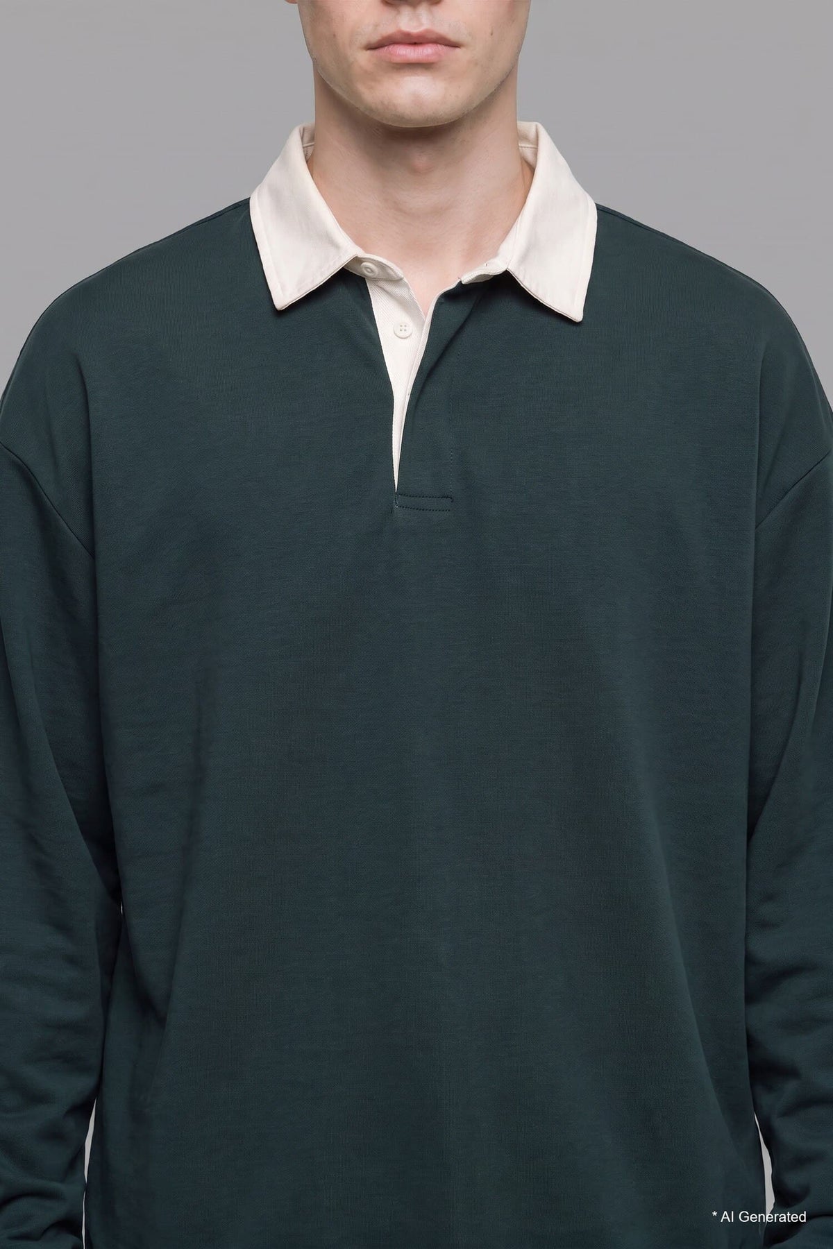 Boxy Fit Polo Collar Sweatshirt