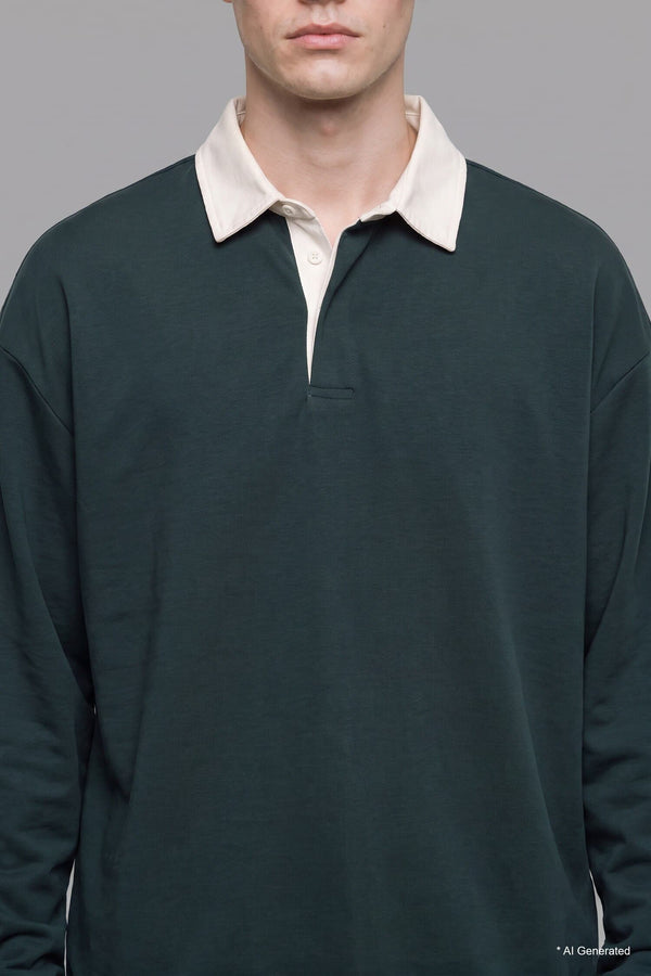 Boxy Fit Polo Collar Sweatshirt