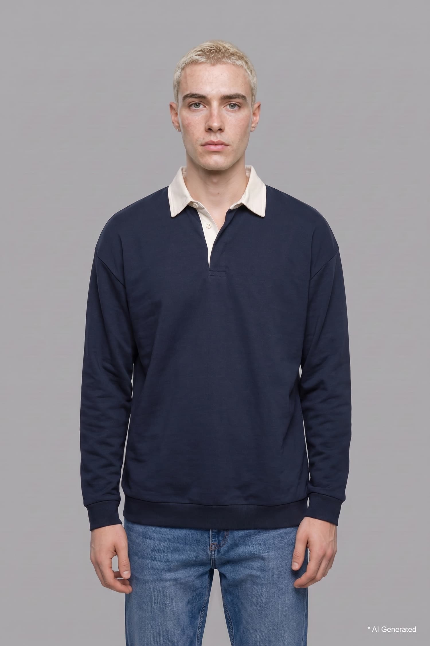 Boxy Fit Polo Collar Sweatshirt Secondary image