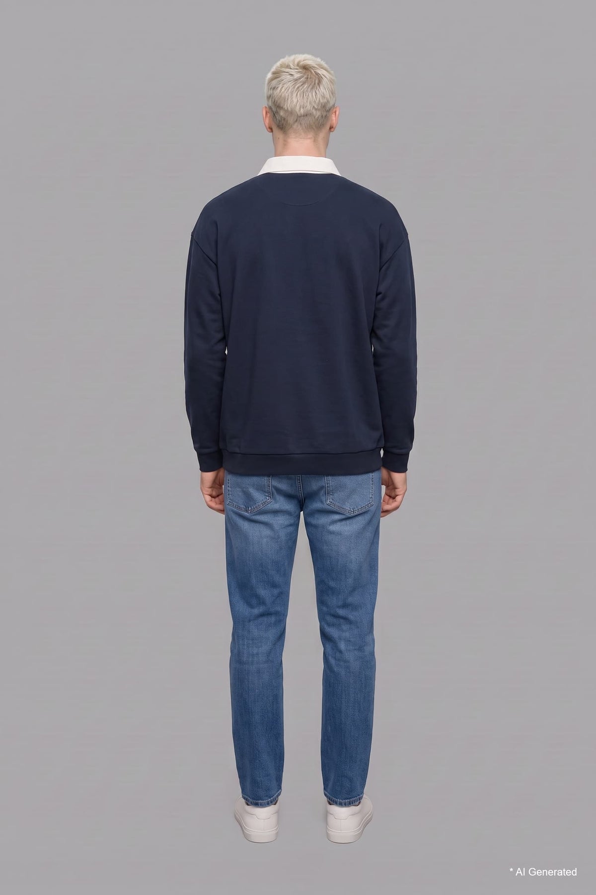 Boxy Fit Polo Collar Sweatshirt