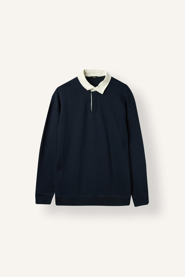 Boxy Fit Polo Collar Sweatshirt