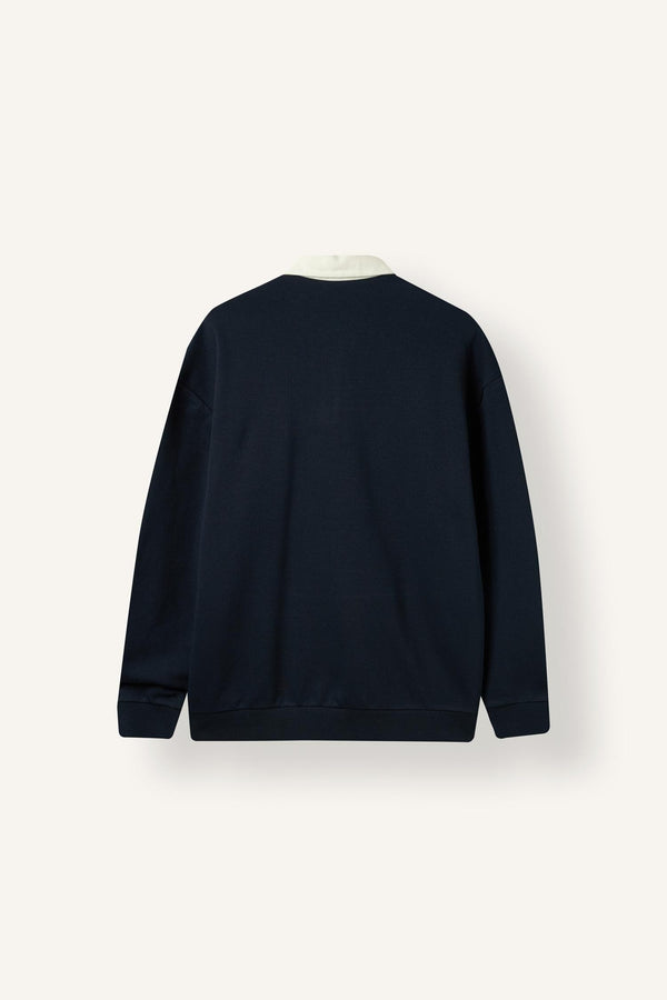 Boxy Fit Polo Collar Sweatshirt