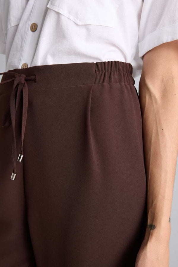 Carrot Fit High Waist Crepe Pants