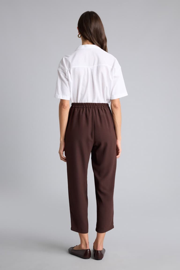 Carrot Fit High Waist Crepe Pants