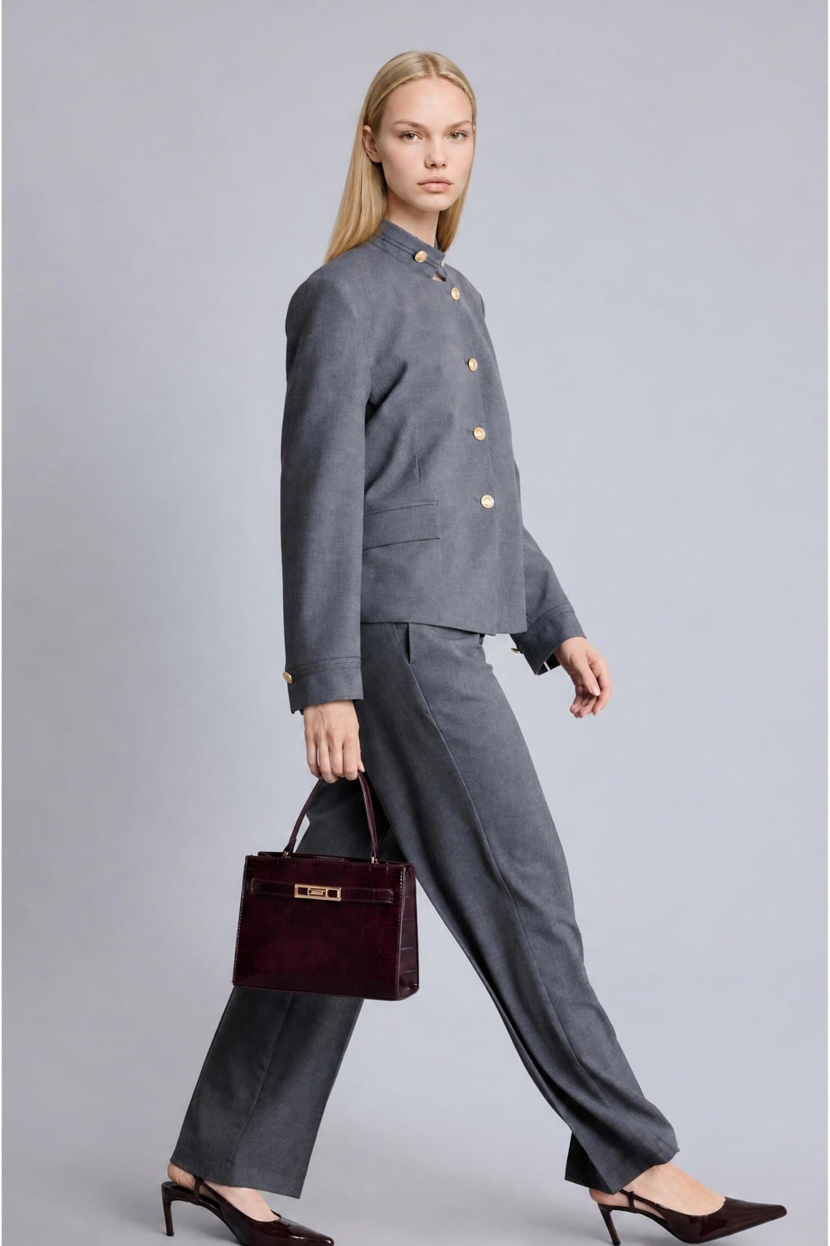 Wide Leg Zippered High Waist Standard Length Trousers Main image