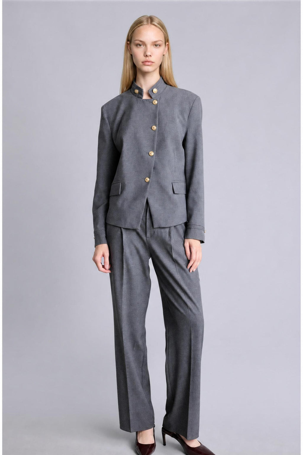 Wide Leg Zippered High Waist Standard Length Trousers