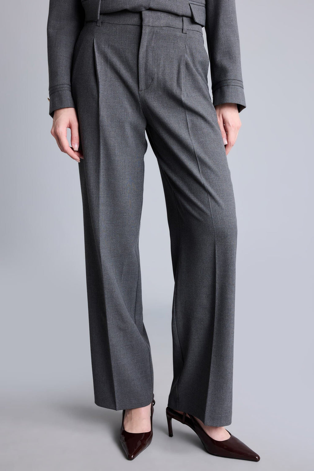 Wide Leg Zippered High Waist Standard Length Trousers
