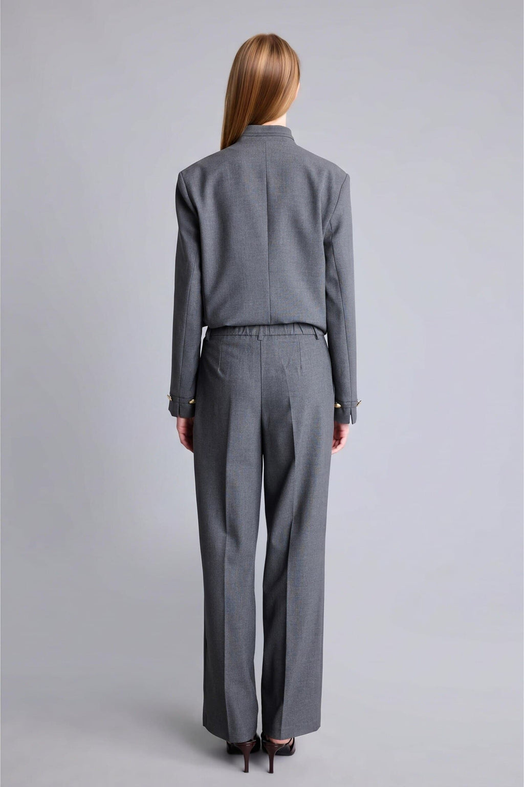 Wide Leg Zippered High Waist Standard Length Trousers