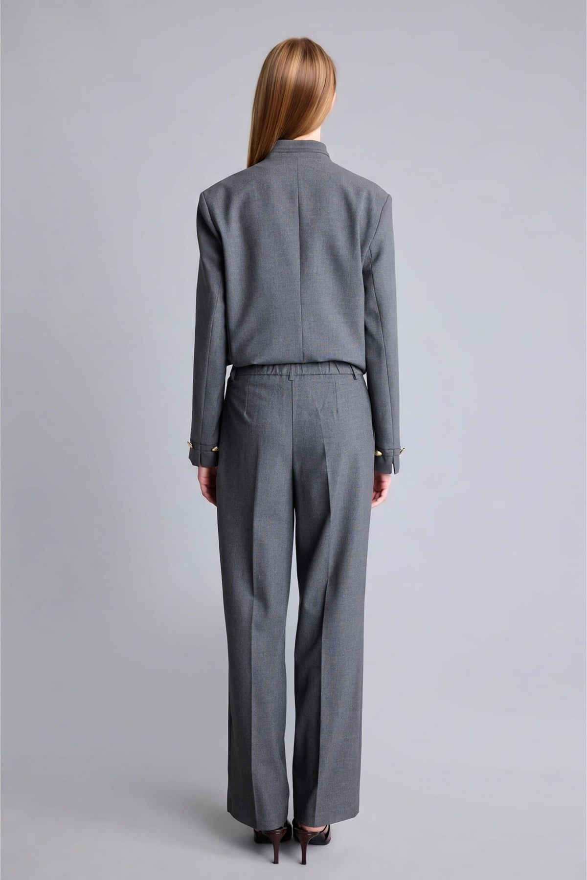 Wide Leg Zippered High Waist Standard Length Trousers