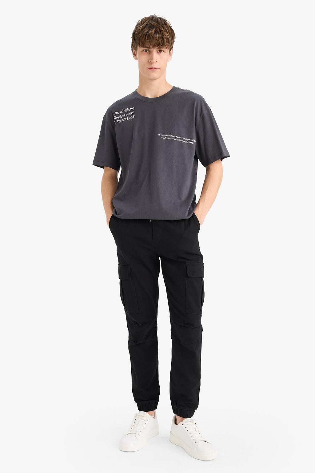 Regular Cargo Jogger Elastic Waist Jogger Leg Long Size Gabardine Pants With Cargo Pocket