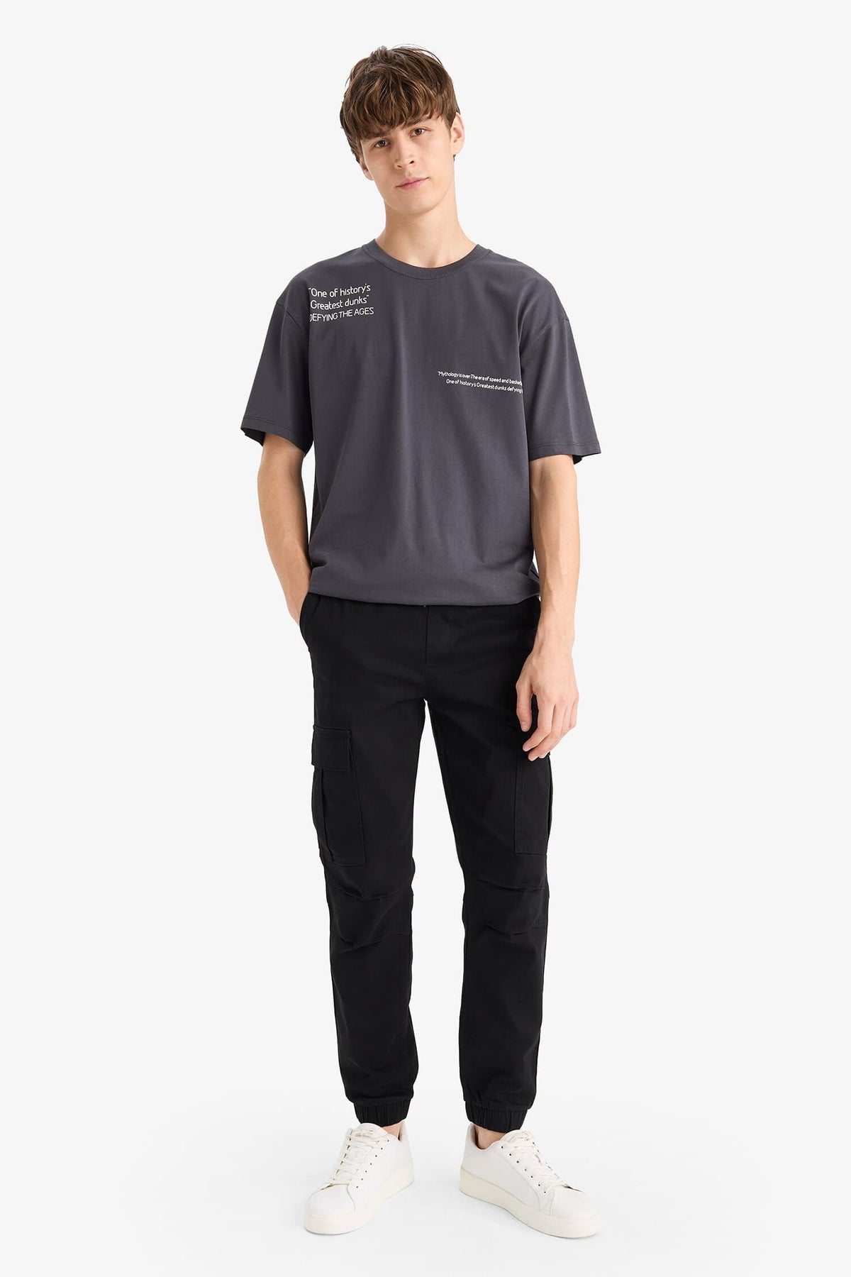 Regular Cargo Jogger Elastic Waist Jogger Leg Long Size Gabardine Pants With Cargo Pocket