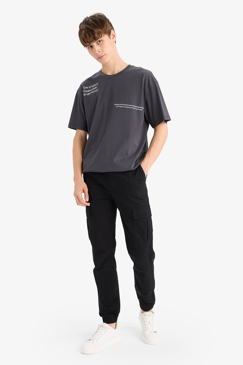 Regular Cargo Jogger Elastic Waist Jogger Leg Long Size Gabardine Pants With Cargo Pocket