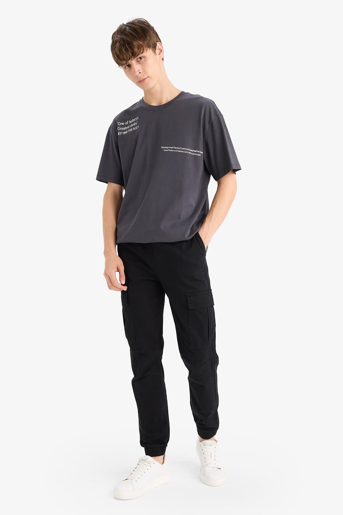 Regular Cargo Jogger Elastic Waist Jogger Leg Long Size Gabardine Pants With Cargo Pocket