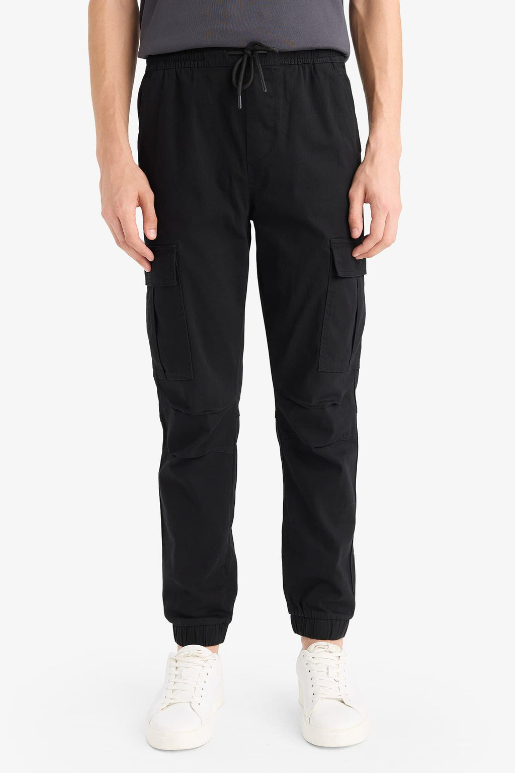 Regular Cargo Jogger Elastic Waist Jogger Leg Long Size Gabardine Pants With Cargo Pocket