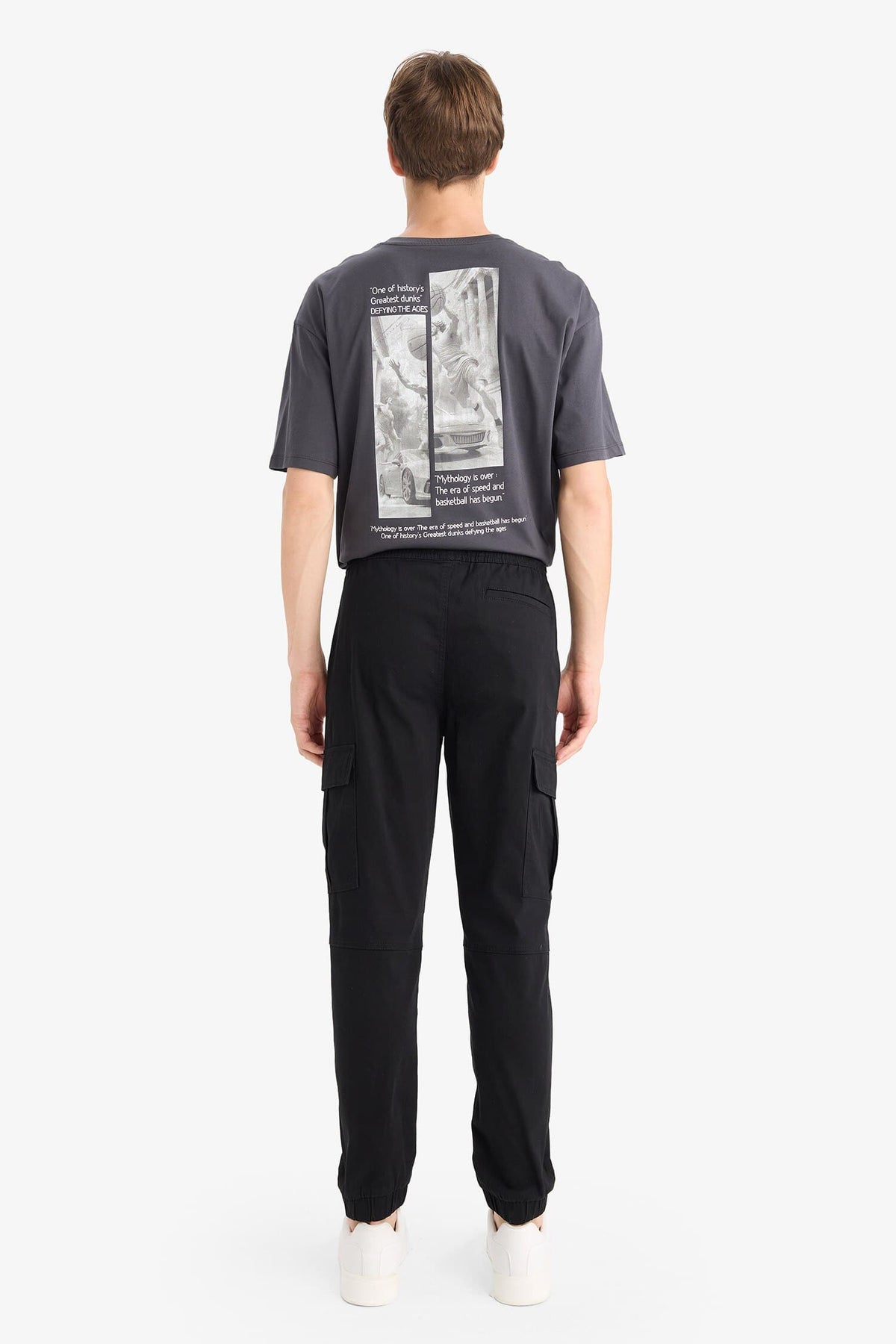 Regular Cargo Jogger Elastic Waist Jogger Leg Long Size Gabardine Pants With Cargo Pocket