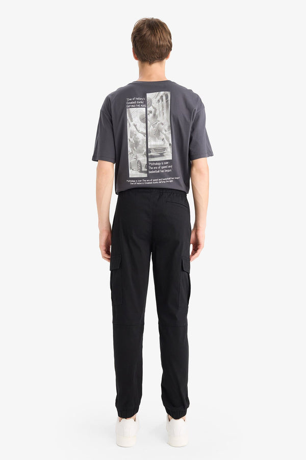 Regular Cargo Jogger Elastic Waist Jogger Leg Long Size Gabardine Pants With Cargo Pocket