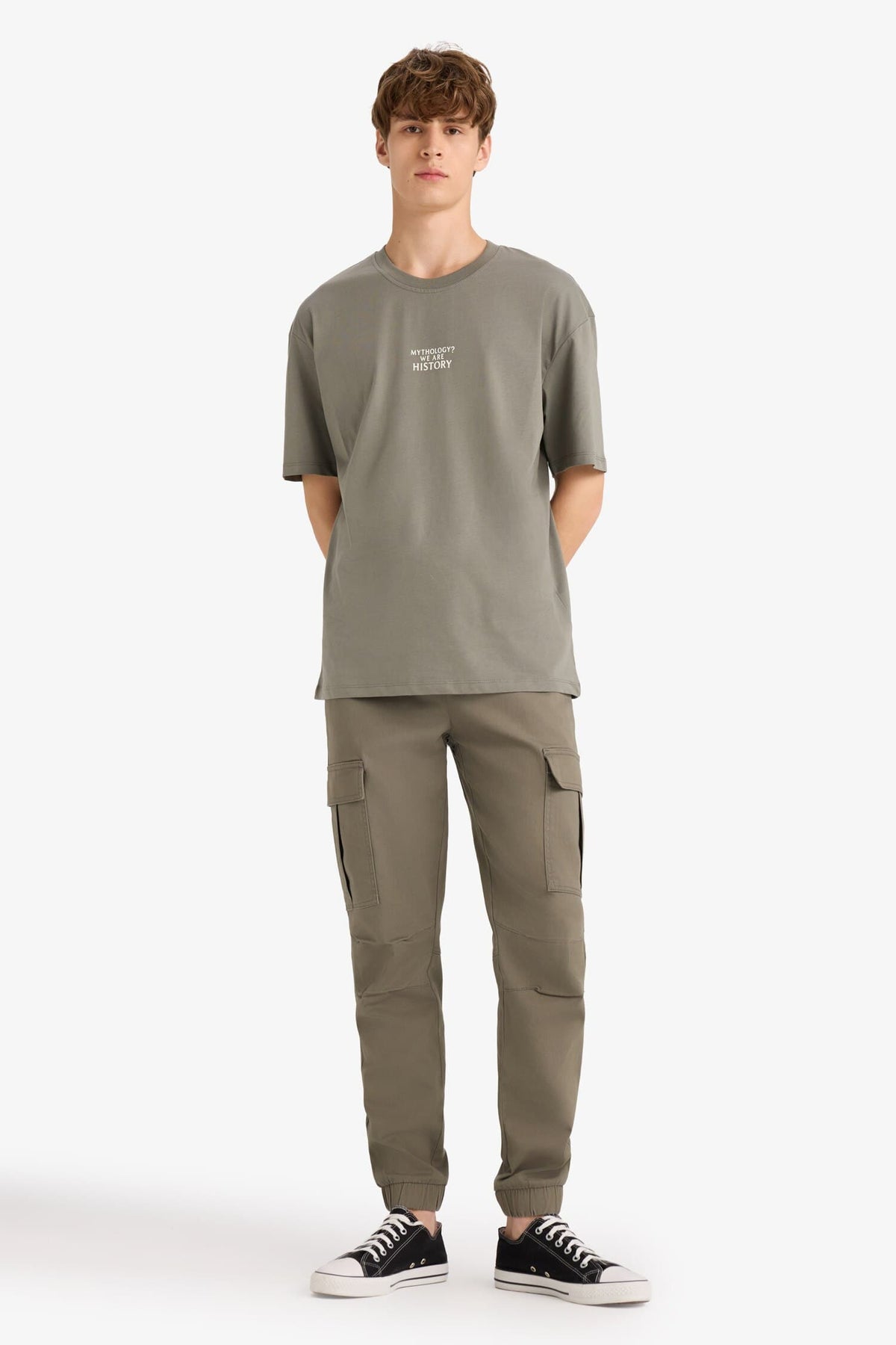Regular Cargo Jogger Elastic Waist Jogger Leg Long Size Gabardine Pants With Cargo Pocket Main image