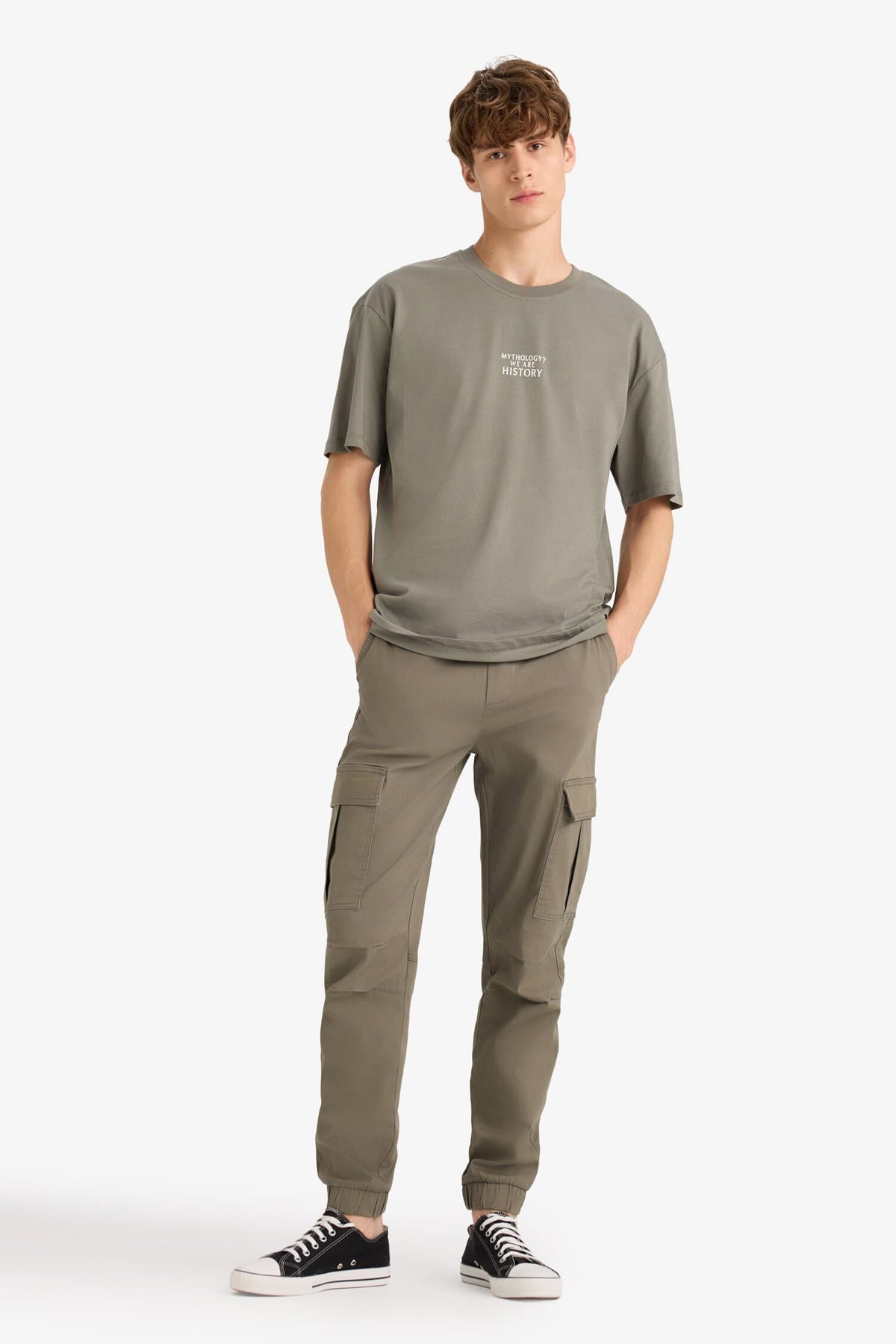 Regular Cargo Jogger Elastic Waist Jogger Leg Long Size Gabardine Pants With Cargo Pocket