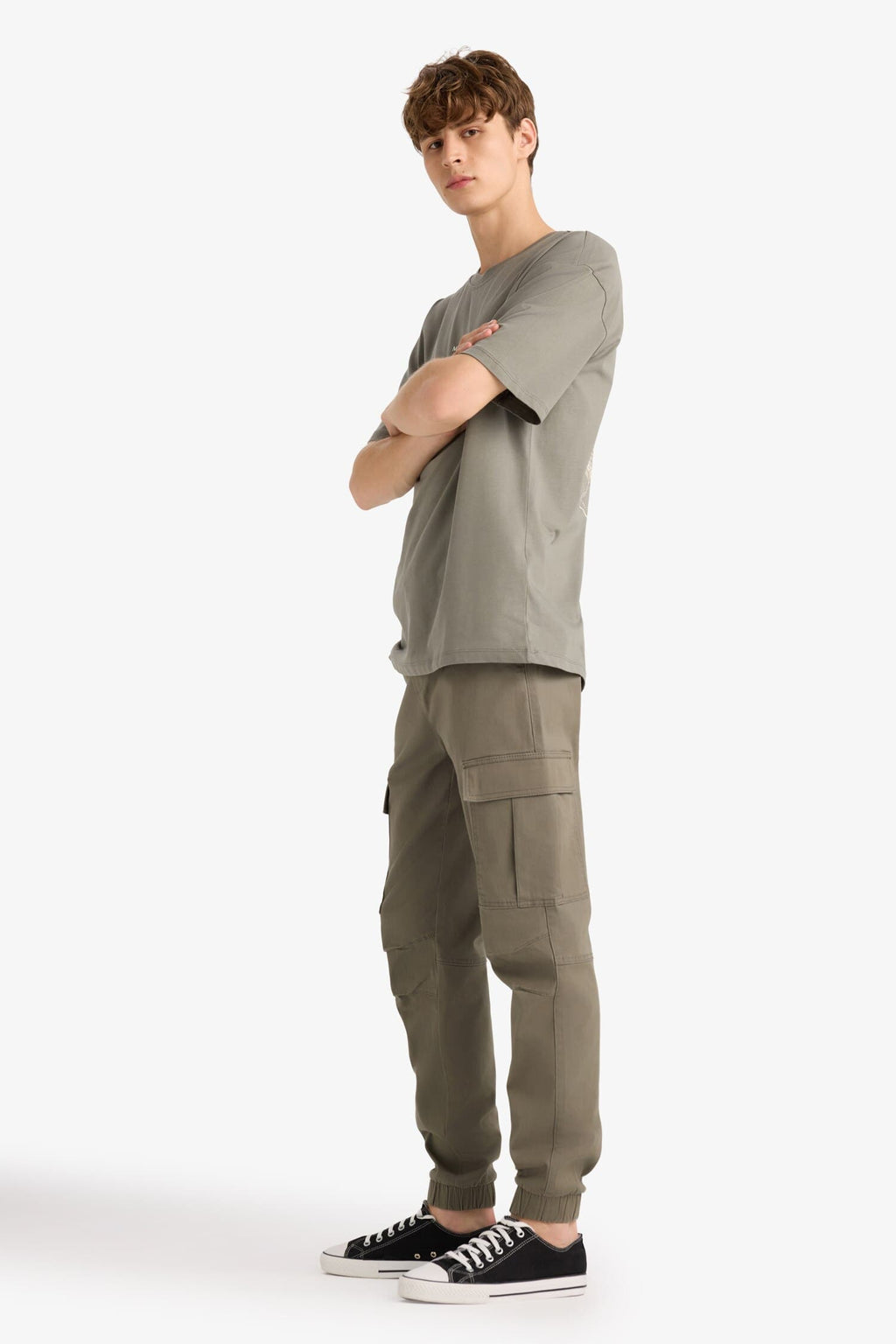 Regular Cargo Jogger Elastic Waist Jogger Leg Long Size Gabardine Pants With Cargo Pocket