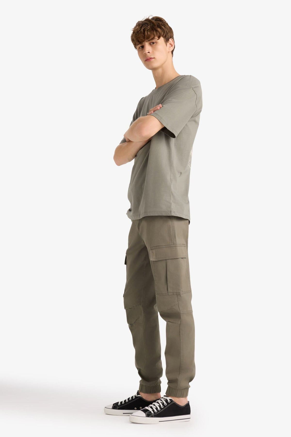 Regular Cargo Jogger Elastic Waist Jogger Leg Long Size Gabardine Pants With Cargo Pocket
