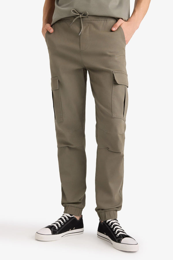 Regular Cargo Jogger Elastic Waist Jogger Leg Long Size Gabardine Pants With Cargo Pocket
