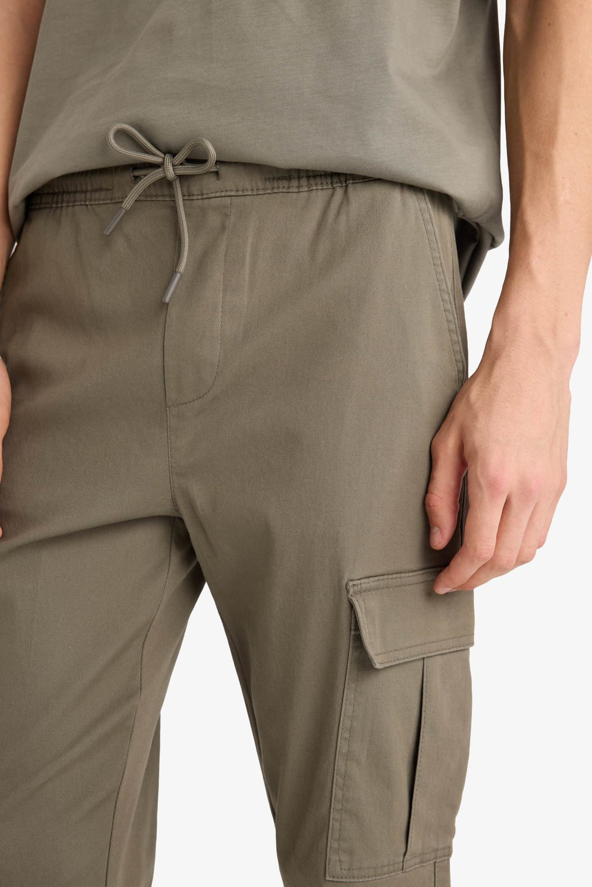 Regular Cargo Jogger Elastic Waist Jogger Leg Long Size Gabardine Pants With Cargo Pocket