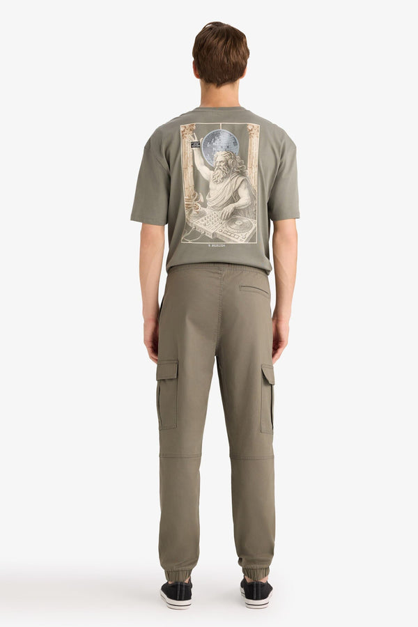 Regular Cargo Jogger Elastic Waist Jogger Leg Long Size Gabardine Pants With Cargo Pocket
