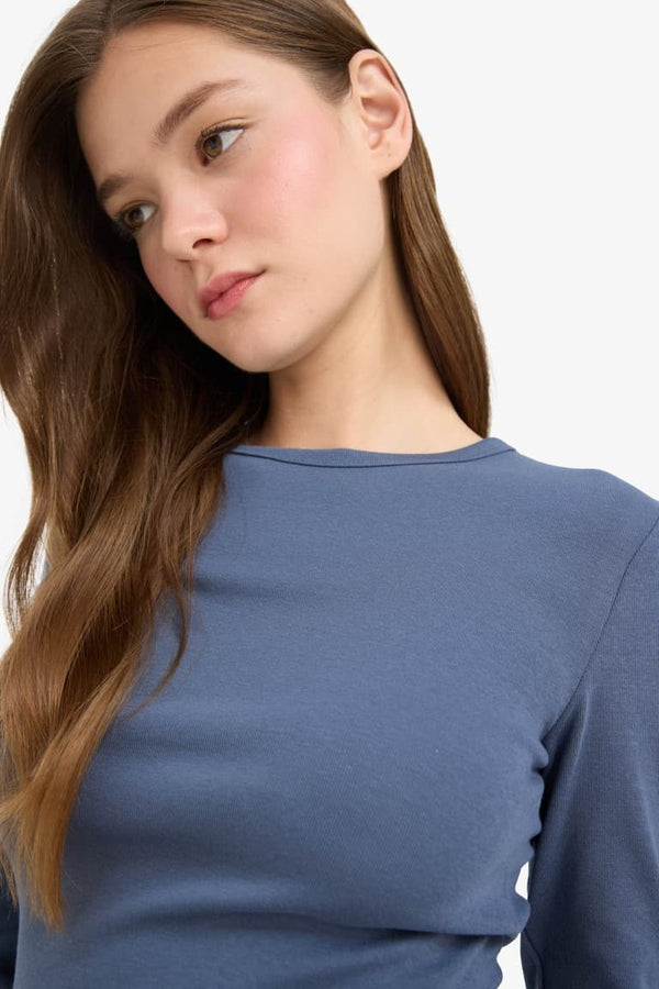 Fitted Crew Neck Ribbed T-Shirt