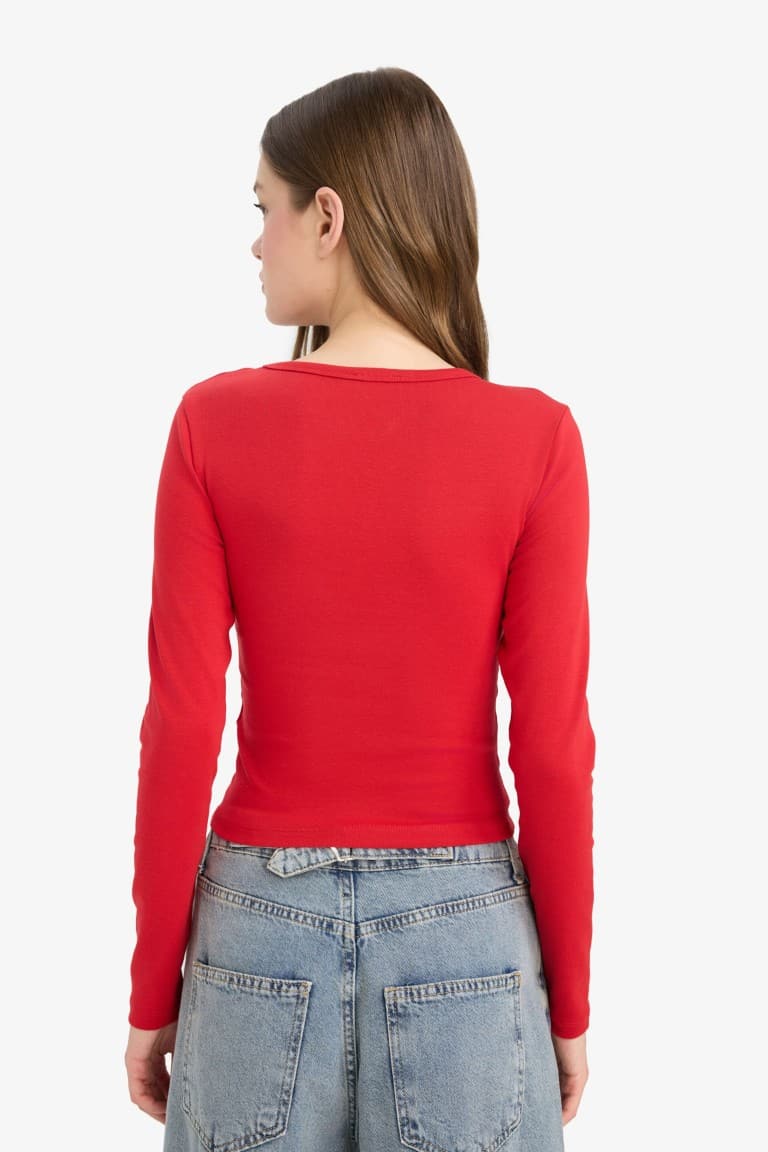 Fitted Crew Neck Ribbed T-Shirt