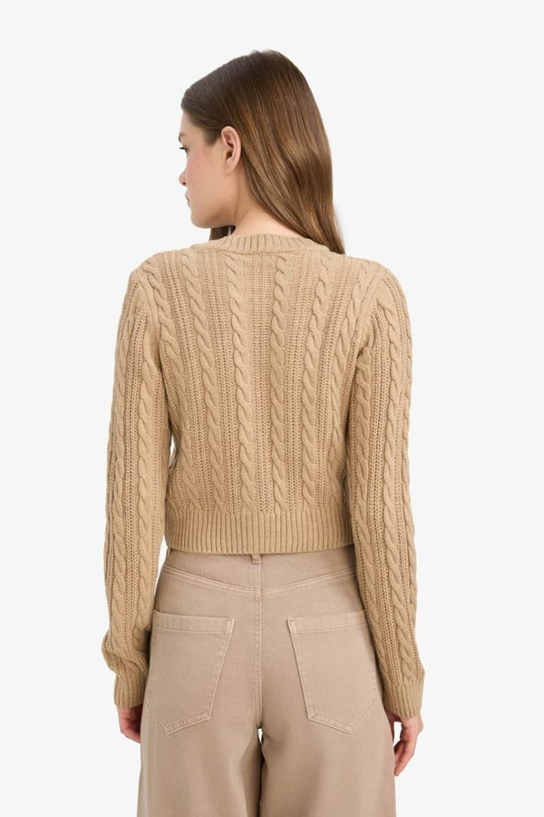 Cool Regular Fit Crew Neck Buttoned Knit Cardigan