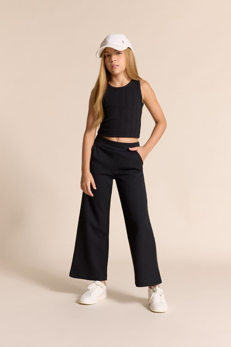 Wide Leg Waffle Pants Girl Secondary image