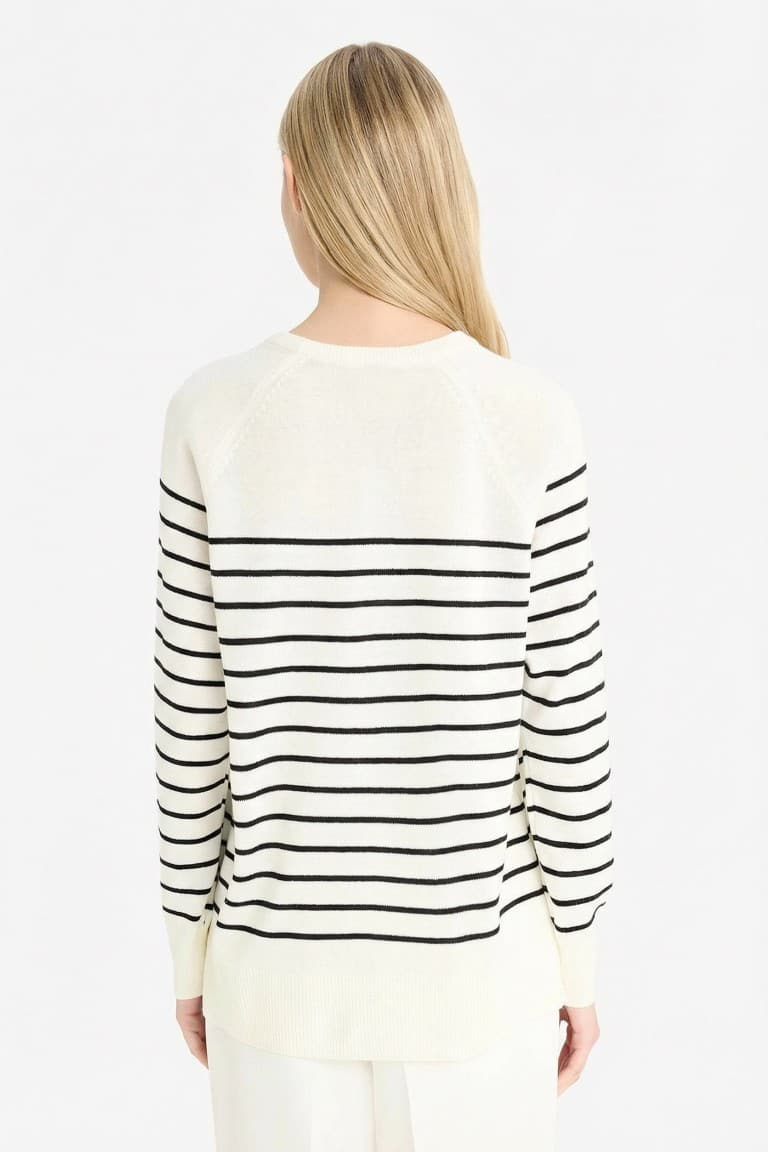 Regular Fit Crew Neck Striped Knit Sweater