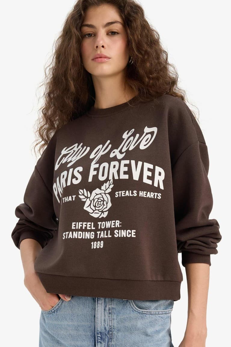 Regular Fit Crew Neck Printed Sweatshirt Main image