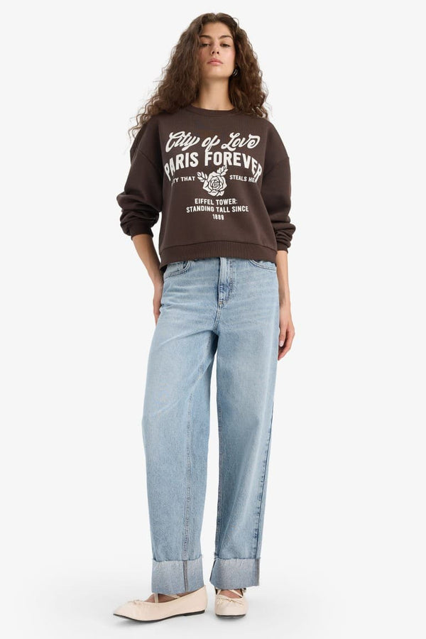 Regular Fit Crew Neck Printed Sweatshirt