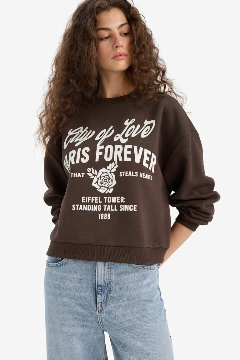 Regular Fit Crew Neck Printed Sweatshirt